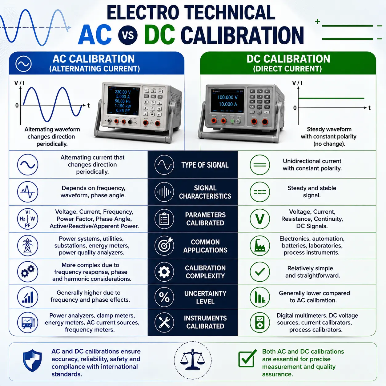 electro technical ac vs dc calibration